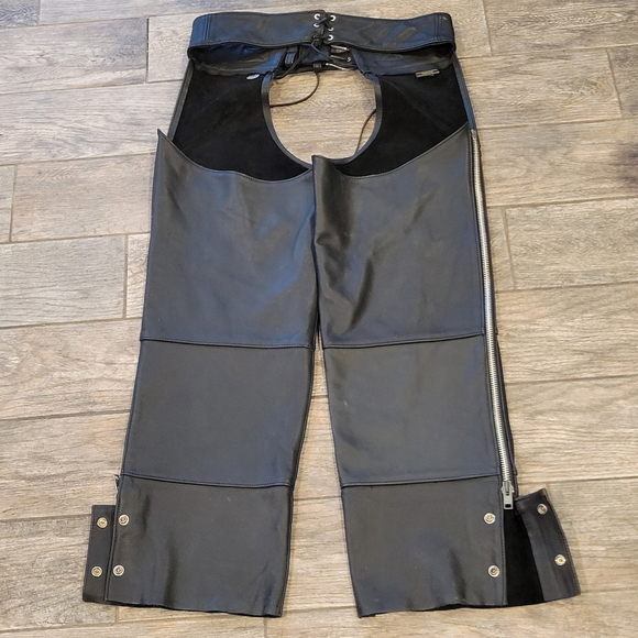 Vtg Harley-Davidson Men’s Leather Motorcycle Chaps 98480-97VM Made in USA L - Picture 11 of 13